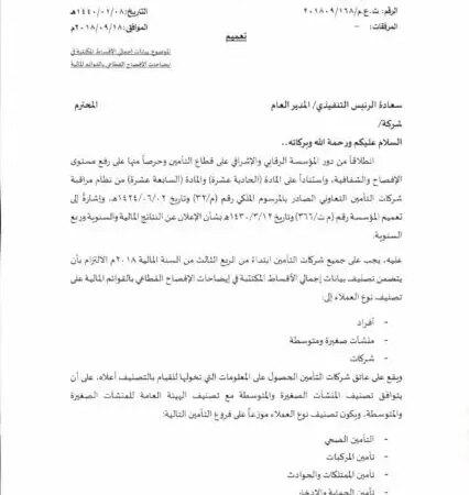 تعميم رقم (ت.ع.م/201809/168) وتاريخ 08-01-1440هـ
