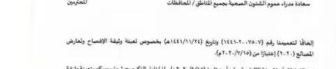 تعميم رقم (180220-1442) وتاريخ 25-01-1442هـ