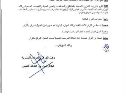 قرار وكيل وزارة الموارد البشرية رقم (007622-44-101) وتاريخ 25-01-1444هـ