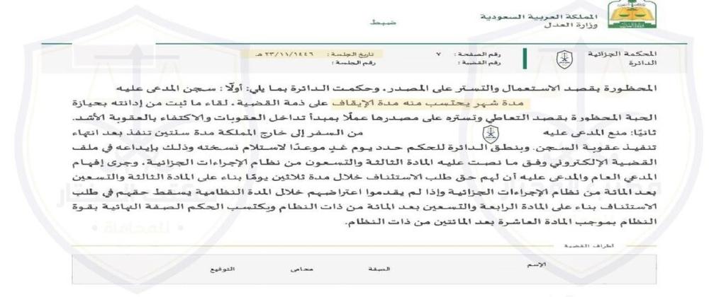 عقوبة حيازة مخدرات بقصد التعاطي لأول مرة